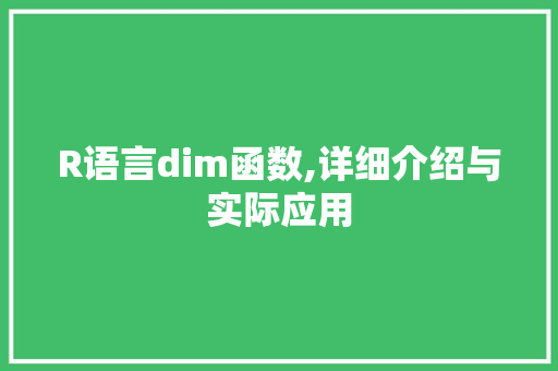 R语言dim函数,详细介绍与实际应用
