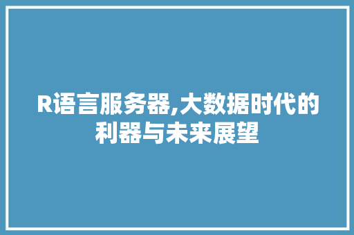 R语言服务器,大数据时代的利器与未来展望