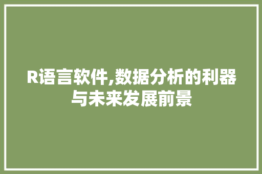 R语言软件,数据分析的利器与未来发展前景