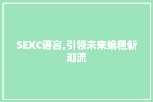 SEXC语言,引领未来编程新潮流