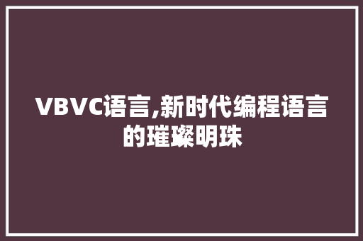 VBVC语言,新时代编程语言的璀璨明珠