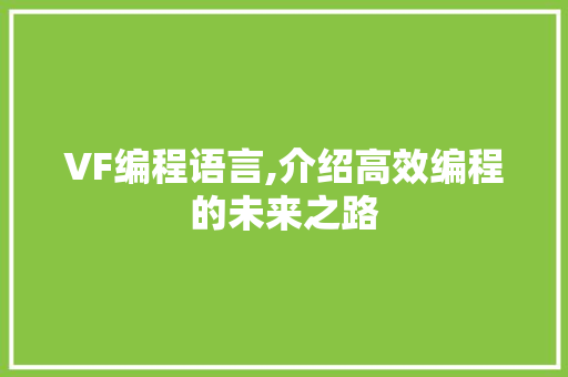 VF编程语言,介绍高效编程的未来之路