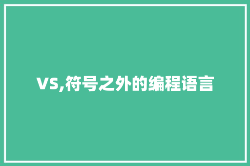 VS,符号之外的编程语言