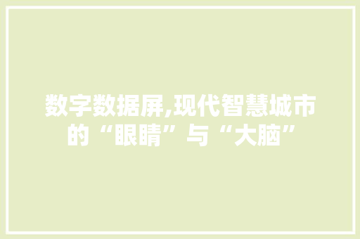 数字数据屏,现代智慧城市的“眼睛”与“大脑”