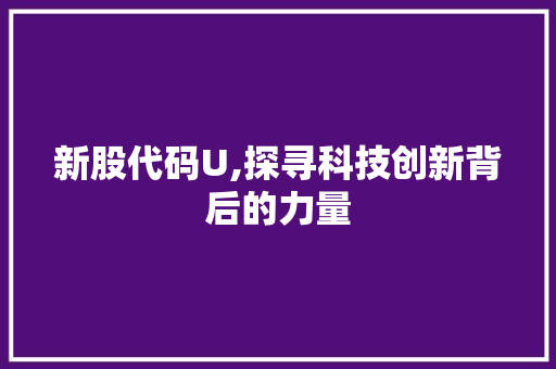 新股代码U,探寻科技创新背后的力量