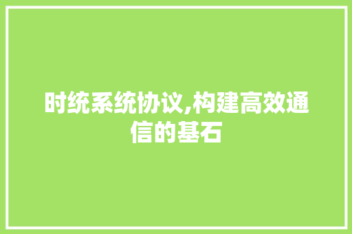 时统系统协议,构建高效通信的基石