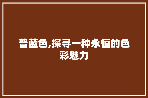 普蓝色,探寻一种永恒的色彩魅力