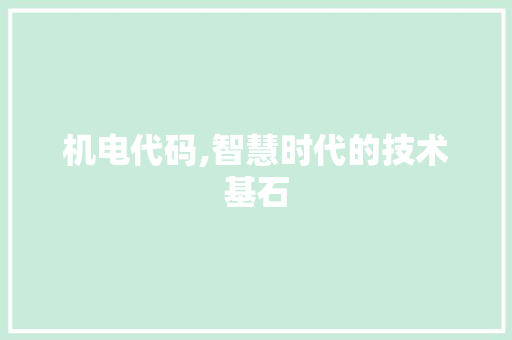 机电代码,智慧时代的技术基石
