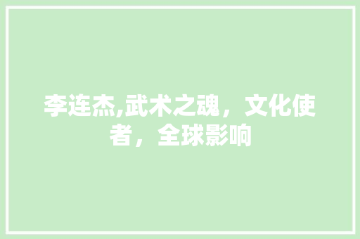 李连杰,武术之魂，文化使者，全球影响