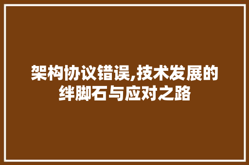 架构协议错误,技术发展的绊脚石与应对之路