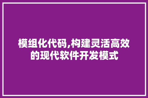 模组化代码,构建灵活高效的现代软件开发模式