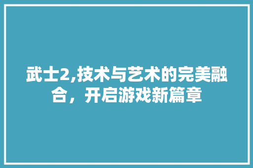武士2,技术与艺术的完美融合，开启游戏新篇章