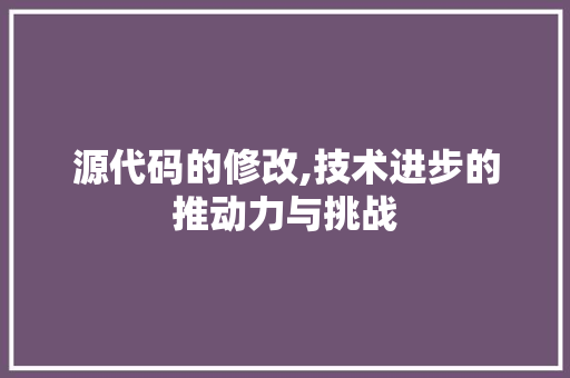 源代码的修改,技术进步的推动力与挑战