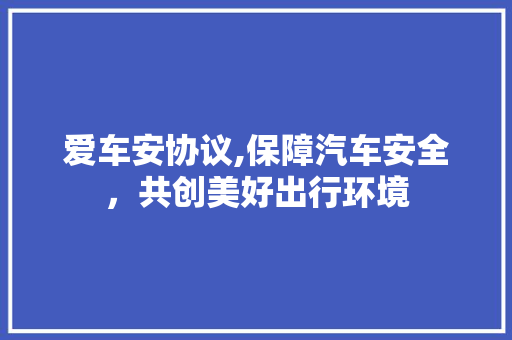爱车安协议,保障汽车安全，共创美好出行环境