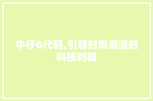 牛仔G代码,引领时尚潮流的科技利器