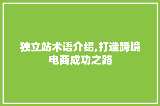 独立站术语介绍,打造跨境电商成功之路