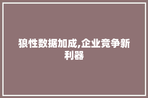 狼性数据加成,企业竞争新利器