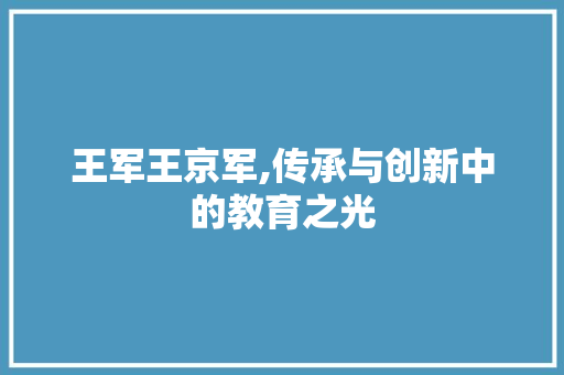 王军王京军,传承与创新中的教育之光