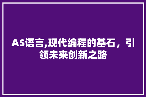 AS语言,现代编程的基石，引领未来创新之路