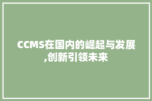 CCMS在国内的崛起与发展,创新引领未来