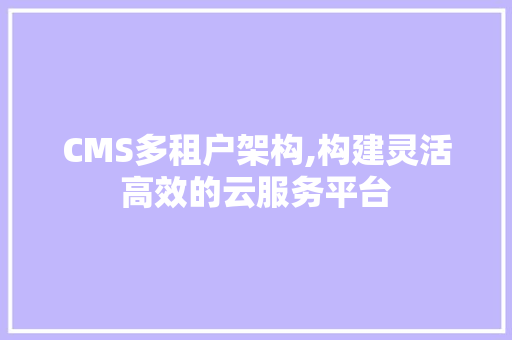 CMS多租户架构,构建灵活高效的云服务平台
