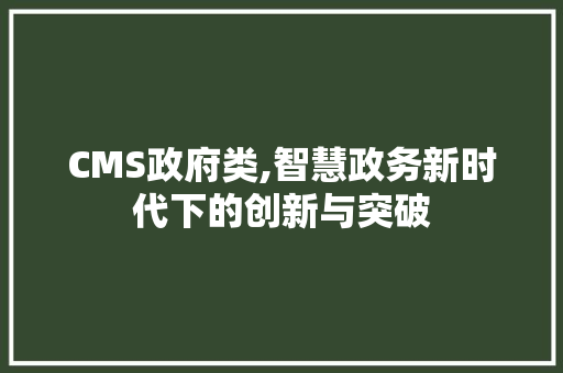CMS政府类,智慧政务新时代下的创新与突破
