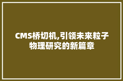 CMS桥切机,引领未来粒子物理研究的新篇章