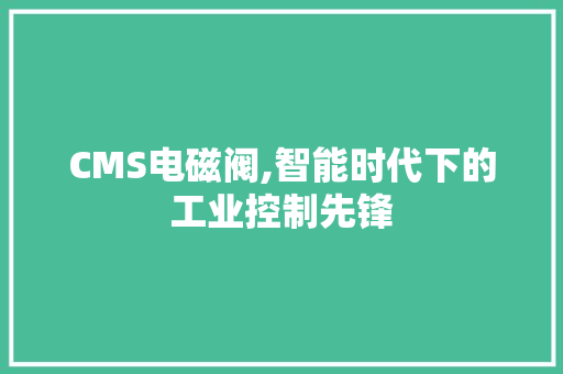 CMS电磁阀,智能时代下的工业控制先锋
