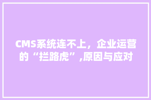 CMS系统连不上，企业运营的“拦路虎”,原因与应对步骤