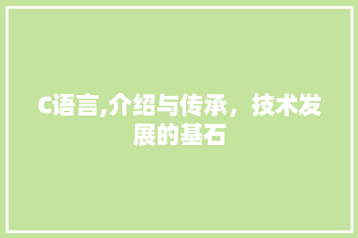 C语言,介绍与传承，技术发展的基石