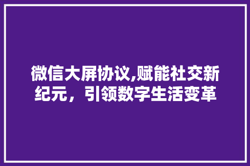 微信大屏协议,赋能社交新纪元，引领数字生活变革