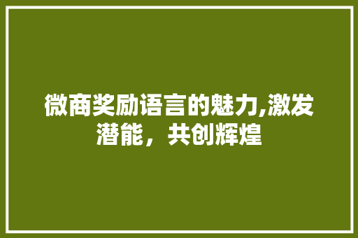 微商奖励语言的魅力,激发潜能，共创辉煌