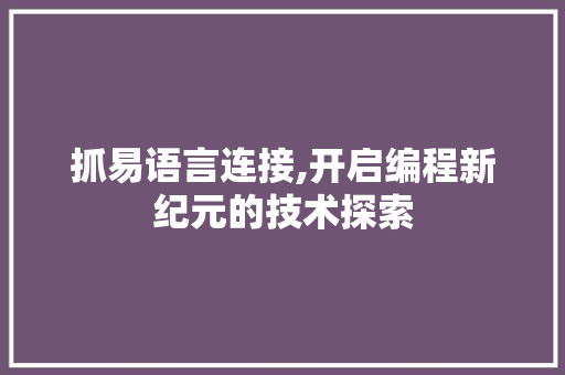 抓易语言连接,开启编程新纪元的技术探索