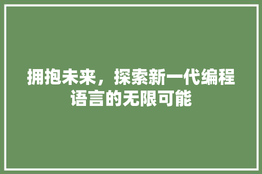 拥抱未来，探索新一代编程语言的无限可能