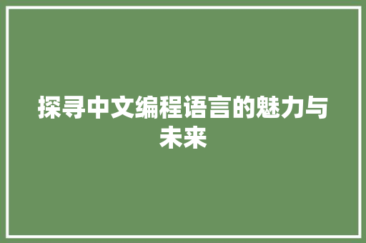 探寻中文编程语言的魅力与未来