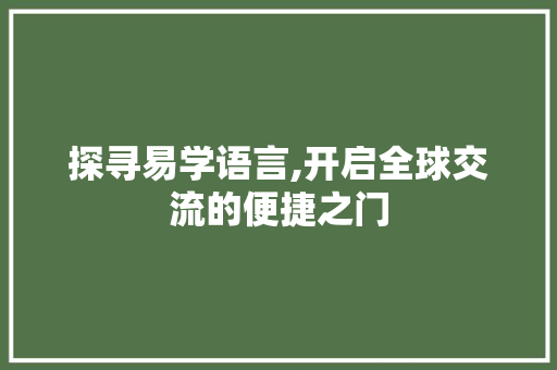 探寻易学语言,开启全球交流的便捷之门