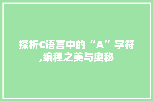探析C语言中的“A”字符,编程之美与奥秘