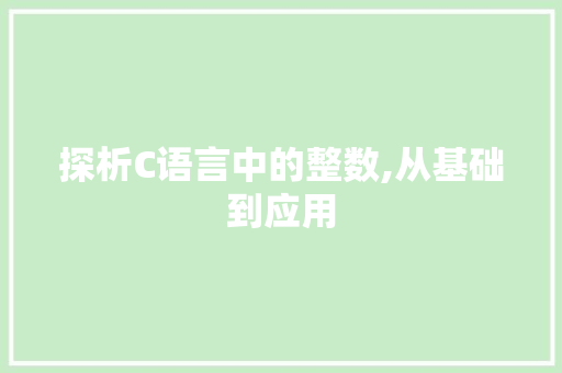 探析C语言中的整数,从基础到应用