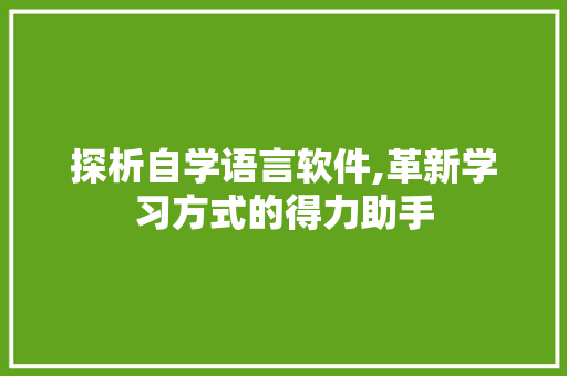 探析自学语言软件,革新学习方式的得力助手