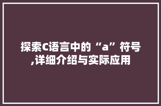 探索C语言中的“a”符号,详细介绍与实际应用