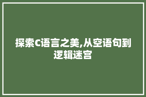 探索C语言之美,从空语句到逻辑迷宫