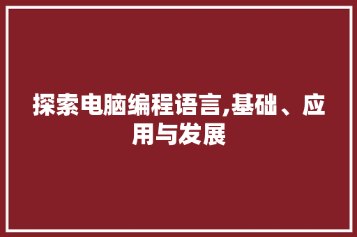 探索电脑编程语言,基础、应用与发展