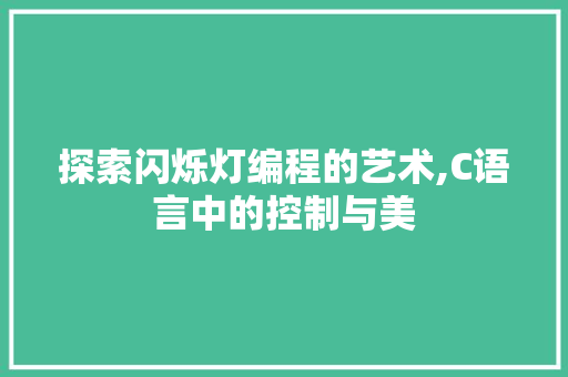 探索闪烁灯编程的艺术,C语言中的控制与美