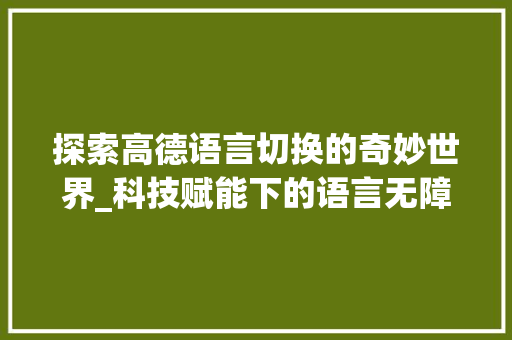 探索高德语言切换的奇妙世界_科技赋能下的语言无障碍