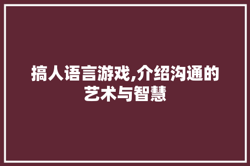 搞人语言游戏,介绍沟通的艺术与智慧