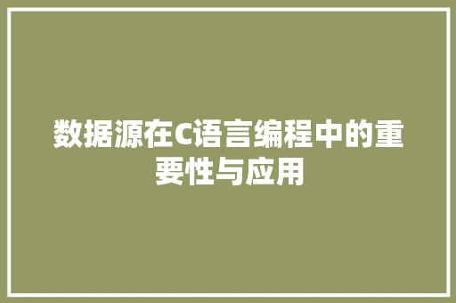 数据源在C语言编程中的重要性与应用