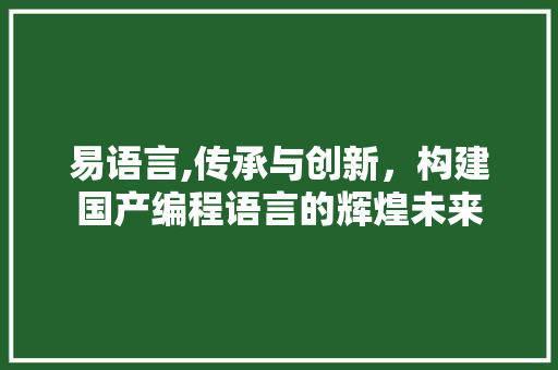 易语言,传承与创新，构建国产编程语言的辉煌未来