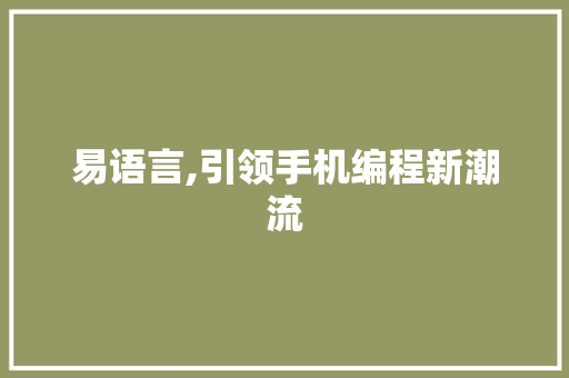 易语言,引领手机编程新潮流