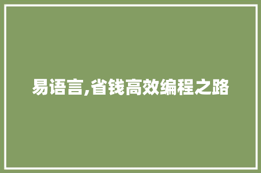 易语言,省钱高效编程之路