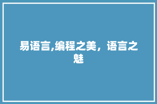 易语言,编程之美，语言之魅